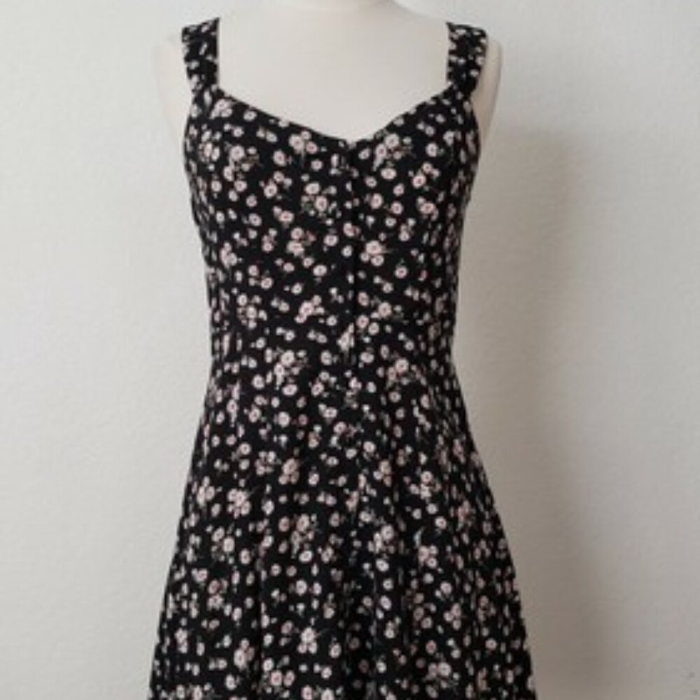 Anthropologie Dress New Size Small Black Ditsy Floral Button Coastal Granny Boho